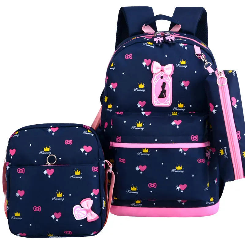 

3pcs/set Children printing school backpacks kids Schoolbags Girls princess School Bags Waterproof Backpacks Kids Satchel mochila