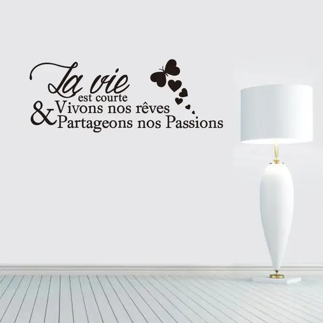 Online Shop French Citation La Vie Est Courte Removable Vinyl Wall