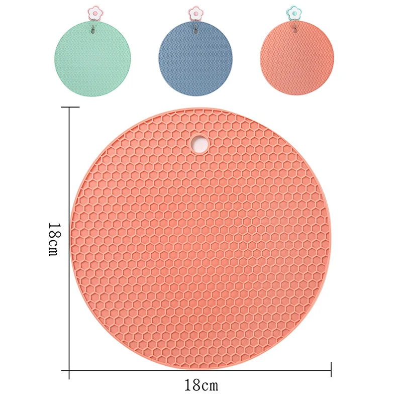 

18x18x0.3cm Honeycomb Style Food Grade Cup Silicone Mat Placemat for Kitchen Table Anti-slip Heat-resistant Drink Coasters