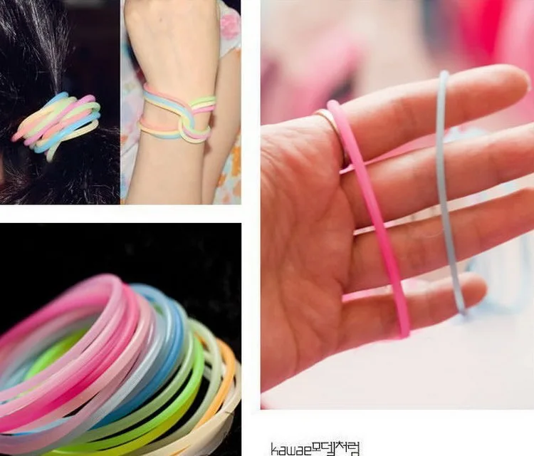 10pcs Women's Fashion Candy Color Rubber Hair Bands Elastic Hair Ties Silicone Hairband Scrunchies Bracelet Girls Accessories vintage hair clips