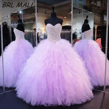 Лаванда пышное платье из бисера Жемчуг Милая спинки платье для выпускного вечера vestidos de 15 anos бальное платье sweet 16 платья