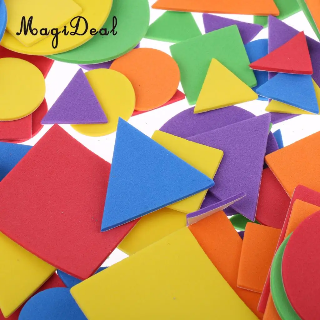 200 Pieces Foam Stickers Self-adhesive Geometric Shaped Sticker for Scrapbooks Kid Room Kindergarten Wall Decoration