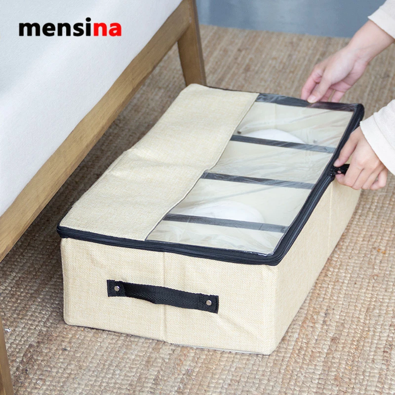 Multi-function chest quilt with a bag of thick cloth art transparent shoe box and anti-dust moisture-proof bed collection b | Дом и сад