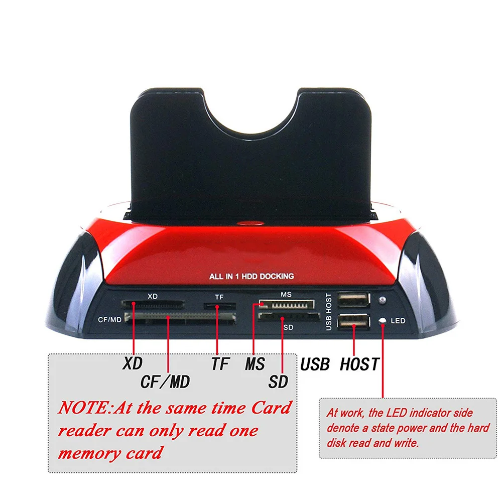 All in One Dual Slots USB 2.0 To SATA IDE HDD Docking Station With Card Reader For 2.5 3.5 Inch IDE SATA Hard Drive hdd case