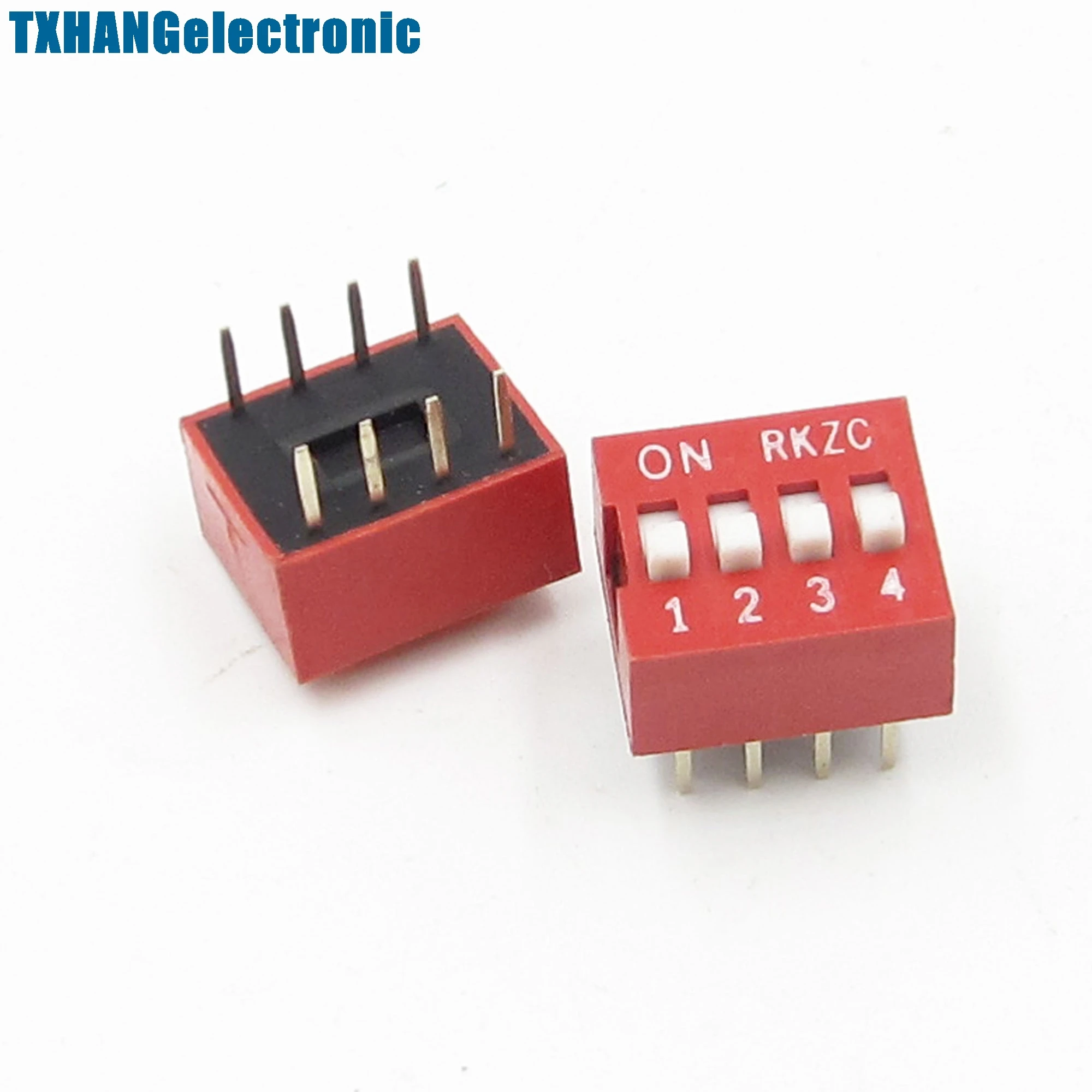 10Pcs Slide Type Switch Module 2.54mm 4 Bit 4 Position Way DIP Red