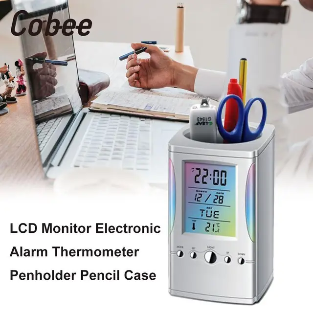 Best Offers Cobee LCD Display desk organizer Electronic Digital pen case pencil holder Date Temperature Table Calendar Best Offers Cobee LCD Display desk organizer Electronic Digital pen case pencil holder Date Temperature Table Calendar