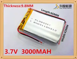 Li-po 1 шт./лот Двойной красивый 3,7 V литий-полимерный аккумулятор 984266 3000 мАч MP3 MP4 MP5 маленькие игрушки