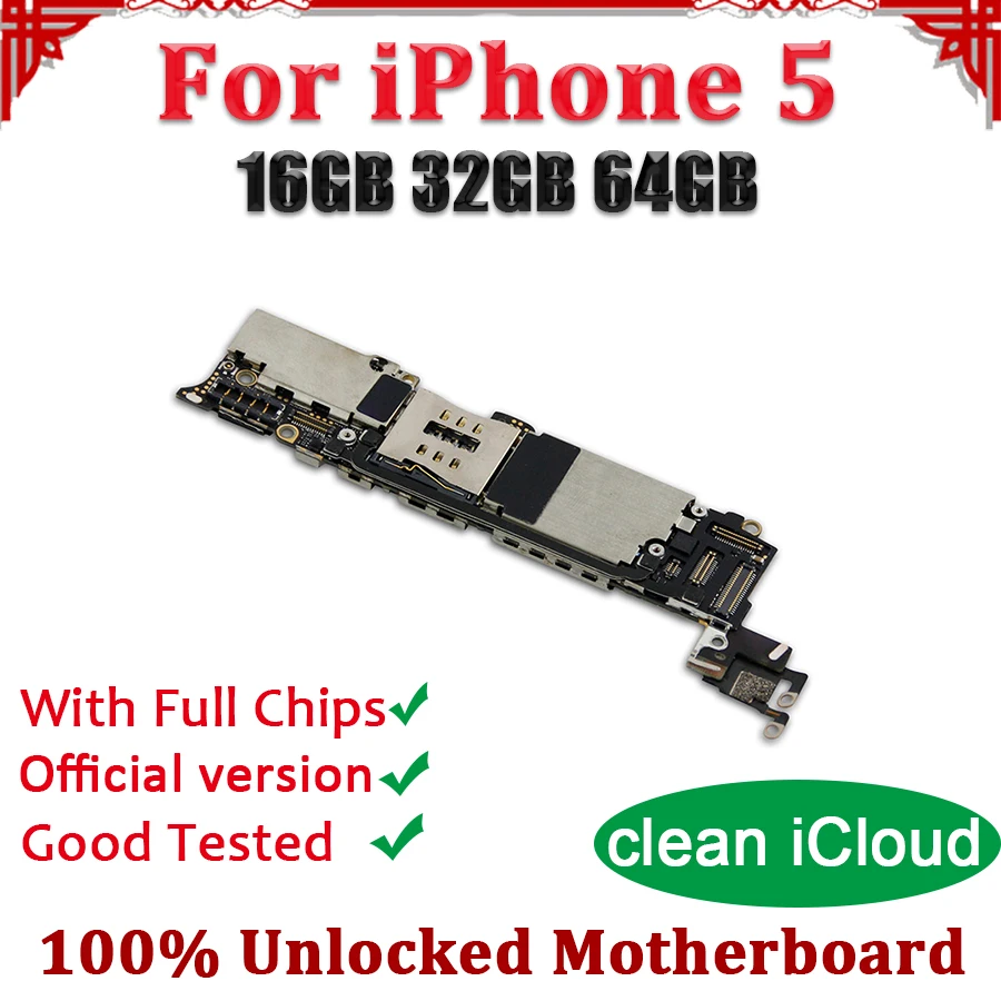 

TDHHX Full Unlocked for iphone 5 Motherboard,100% Original Disassemble for iphone 5 5g Logic board with IOS System