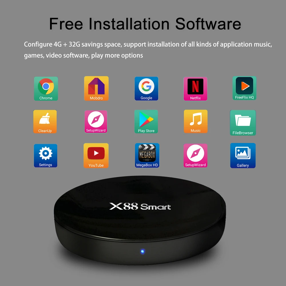 X88 Smart TV BOX 4G DDR4 32GB 2.4G Android 9.0 RK3328 Quad Core High Speed 2.4G WIFI 4K 4K VP9 Set Top Box
