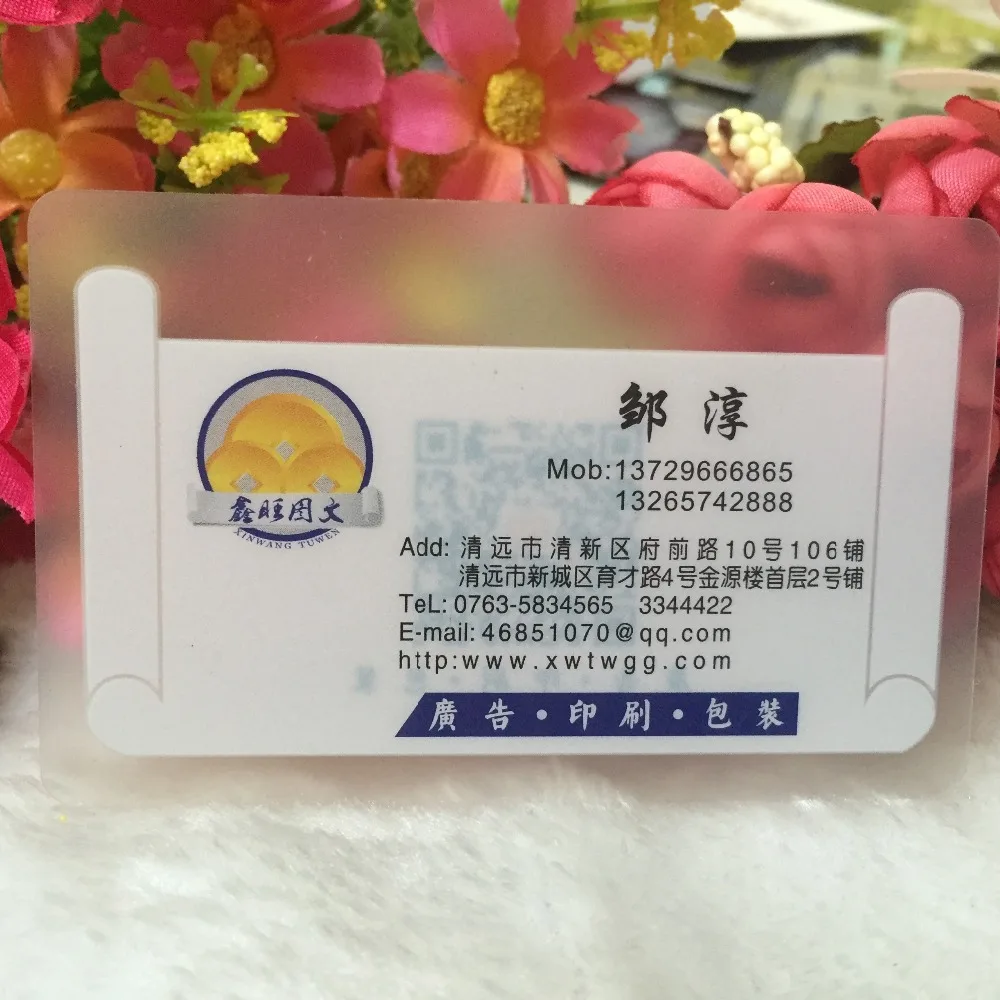 custom frosted/clear transparent PVC business cards custom visit/name