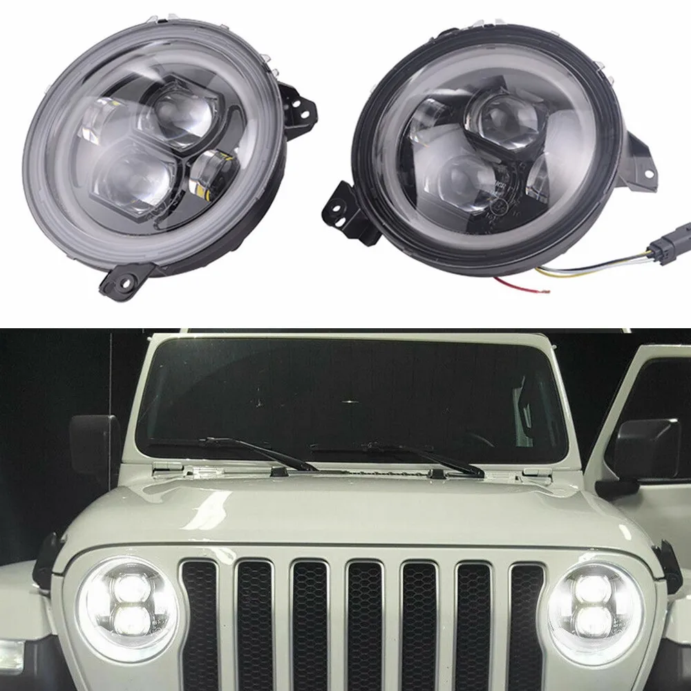 Новейший " дюймовый круглый светодиодный фары Halo DRL для Jeep Wrangler JL Высокий Низкий Луч 7" фара с дневным дальнего света