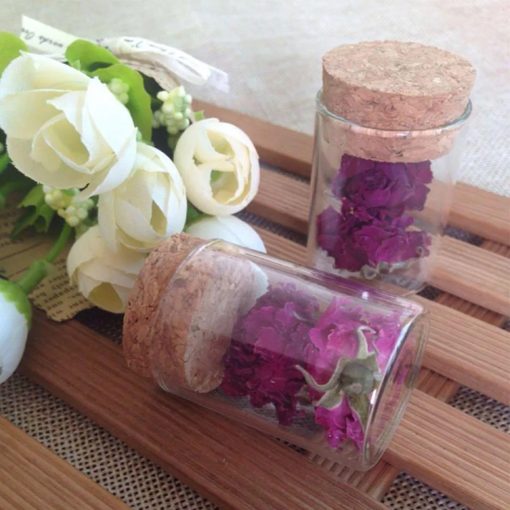 Transparent Clear Glass Bottles Corks Cover Test Tube Jars Bottles for Sand Liquid Glycyrrhiza Food Grade Safety 12pcs