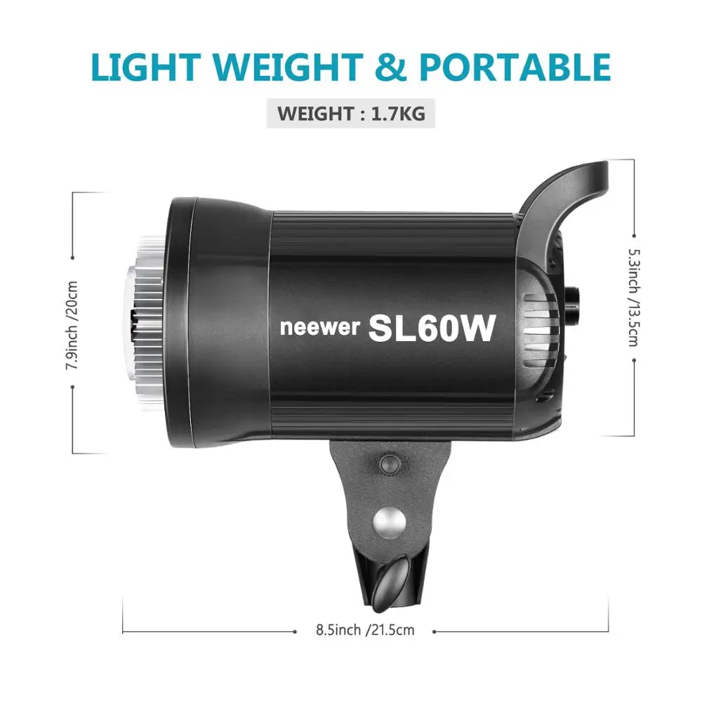 US $101.34 Neewer SL60W LED Video Light White 5600K Version 60W CRI 95 TLCI 90 With Remote Control And Reflector Continuous Lighting