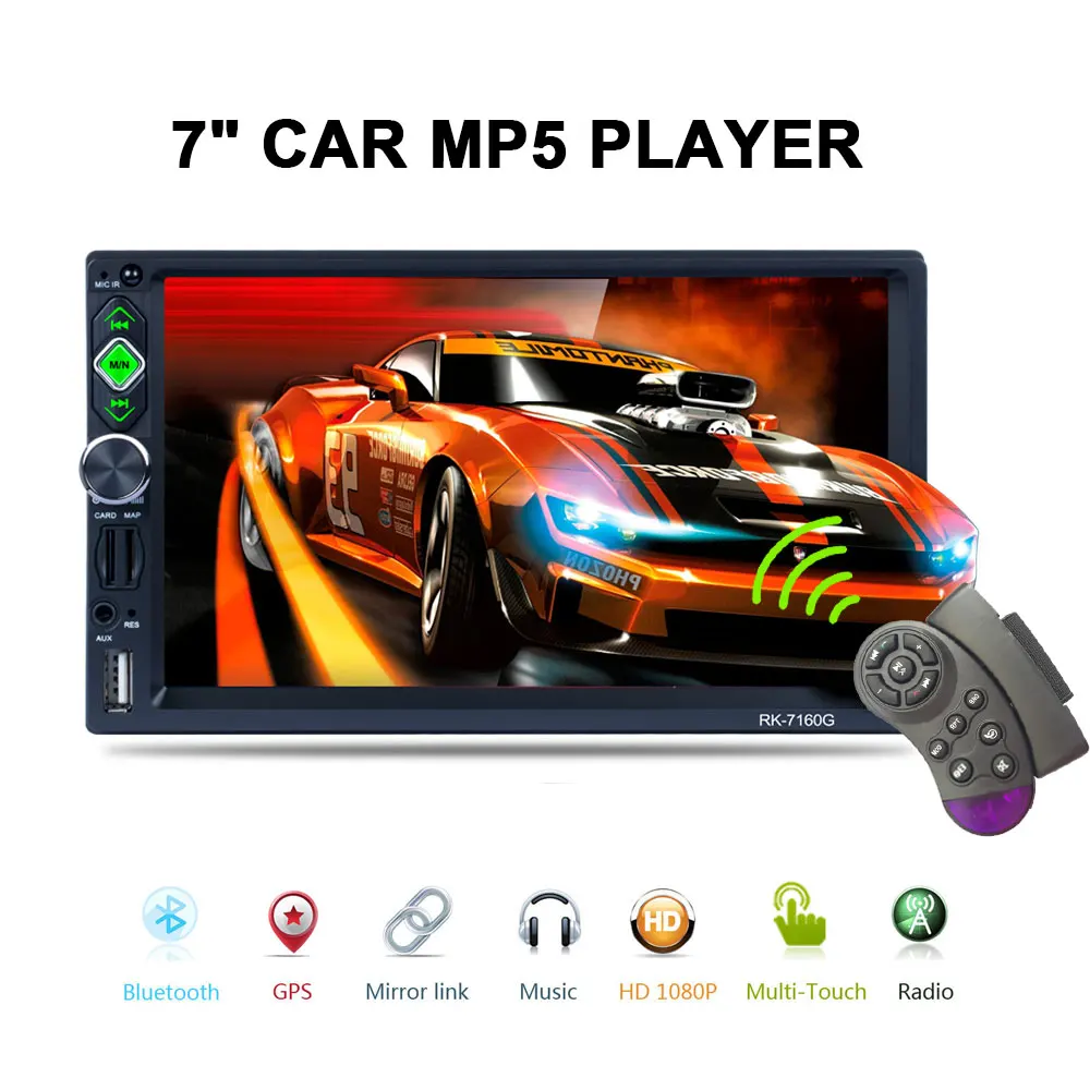 

7'' 2 Din Car Radio Mp5 Player GPS Navigation Touch Screen Bluetooth Autoradio Car Audio Support Rear View Camera Car Stereo