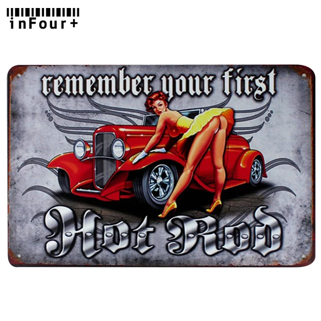 Hot Rod Bar Pub House Wall Decor Metal Sign Vintage Home Tin Hot Rod Bar Pub House Wall Decor Metal Sign Vintage Home Tin Retro