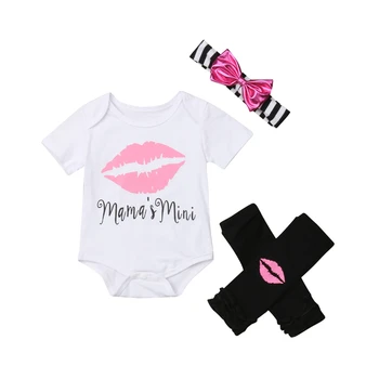 

3Pcs Newborn Baby Girl Clothes Infant Clothing Short Sleeve Romper Tops Leg Warmers Headband Girls Clothes Set Baby Outfit Set