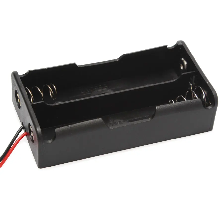 

1PCS 2Slot 18650 Battery Storage Case Plastic For 2 x 18650 Box Holder 76.13*40.63*19.77MM Black With 6" Wire Leads 7.4V Clip