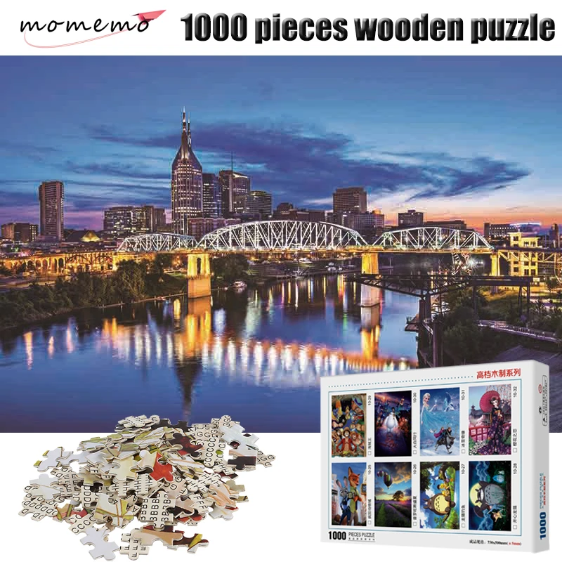 

MOMEMO Bustling City Puzzle 1000 Pieces for Adults Wooden Jigsaw Puzzle Landscape Figure Puzzles for Children Educational Toys