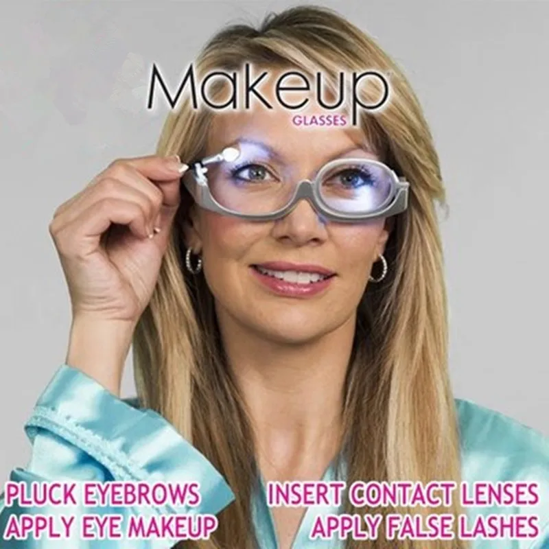 

2018 Makeup Glasses Reading Glasses Flipup Glasses Women Cosmetic LED Rotating Women Cosmetic Makeup
