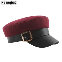 XdanqinX осень-зима Для женщин без каблука Кепки ремень с металлической пряжкой в стиле милитари Шапки элегантный Новинка Кепки s теплые Женская зимняя обувь Hat