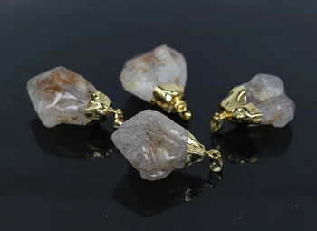 

Wholesale 5Pcs Freedom shape Raw ore Crystal nuggets Pendant,Druzy Raw Crystal Quartz Godl Plated cap Pendant,jewelry making