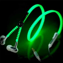 

Earphone Luminous Light Metal Zipper Headphone Earbuds Glow In The Dark Headset For Iphone Samsung Xiaomi MP3 With Mic