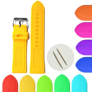 

24mm Yellow Silicone Jelly Rubber Unisex Watch Band Straps WB1065C24JB