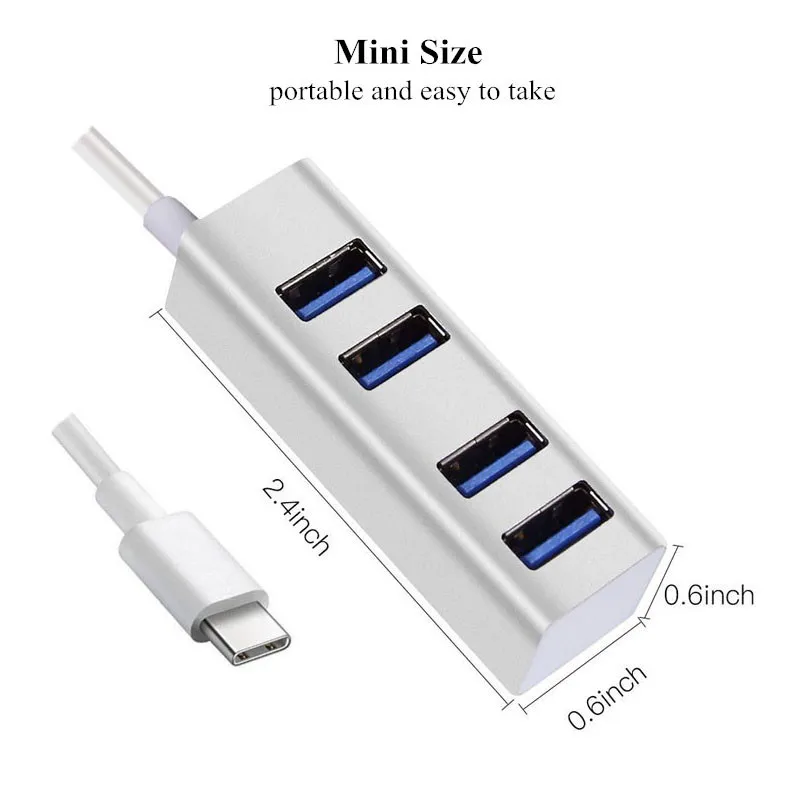 BinFul USB C USB C 3 0 Hub 4 Ports Type C usb splitter with Micro 2