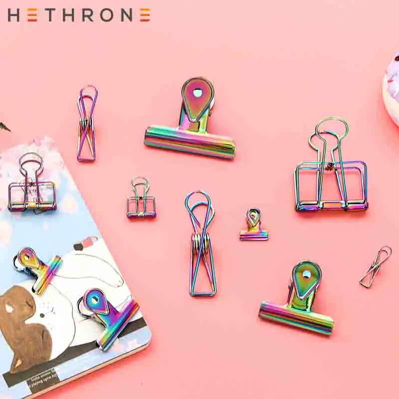 Hetron Kawaii красочные многофункциональные металлические зажимы для бумаги зажим
