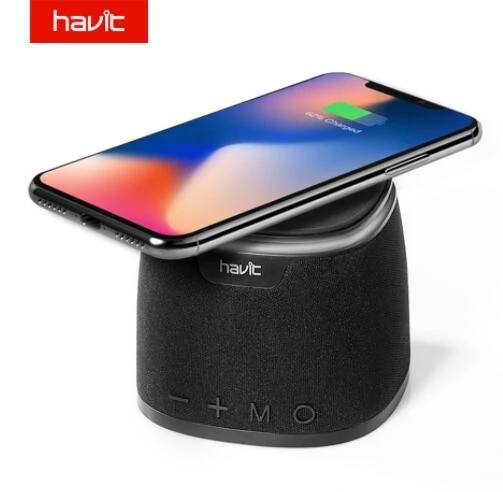 

HAVIT-M1 Bluetooth Speaker Wireless Charger Bass Speaker with Qi Charging Pad Function for IPhone X 8/8P Samsung Xiaomi Nokia