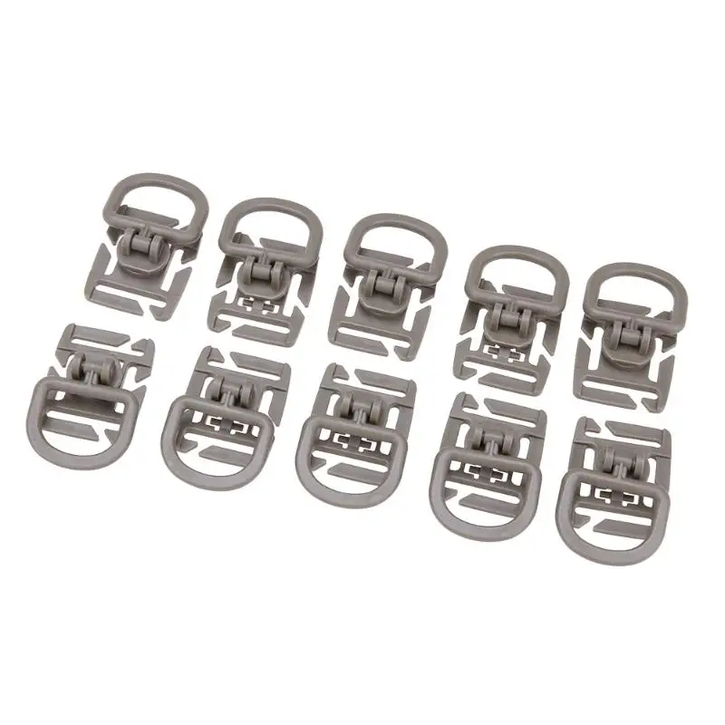 

10Pcs Tactical Grimlock Rotation D-ring Clips Buckle Molle Khaki Webbing Attachment Backpacks Locking Carabiner EDC Multi Tool