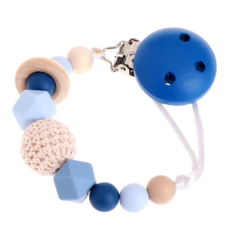Baby Silicone Teething Dummy Pacifier Clip Bead Infant Soother Nipple Strap Chain