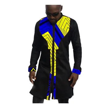 

Fashion African Style Men Dress Shirts African Men Clothing Dashiki Clothes Casual Print And Black Patchwork Tops Man Shirts