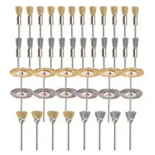 44 шт мини-проволочная кисть колесо чашка латунный Стальная проволока кисти набор для приготовления чая 1/8 дюймов(3 мм) для конических фрез для Мощность Dremel шлифовальные вращающиеся инструменты буф