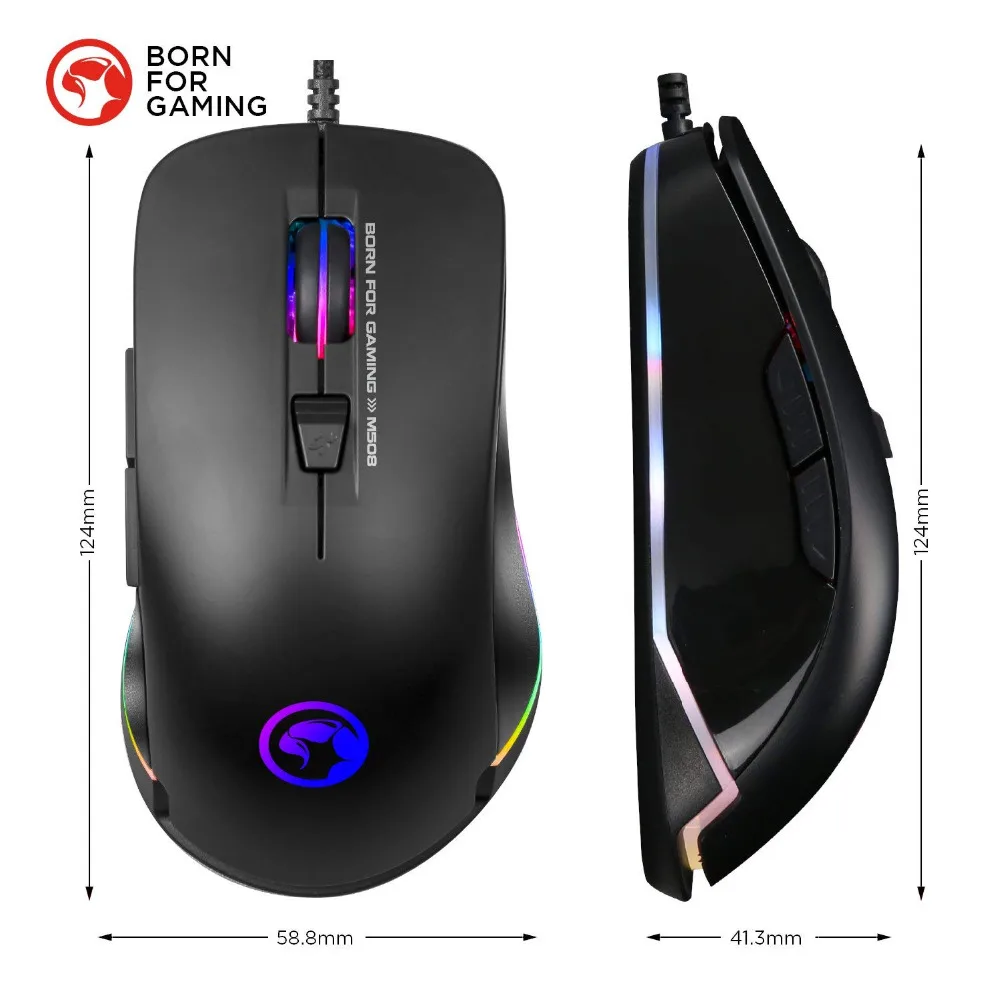 Игровая мышь MARVO M508 проводная с радужной подсветкой регулируемые оптические