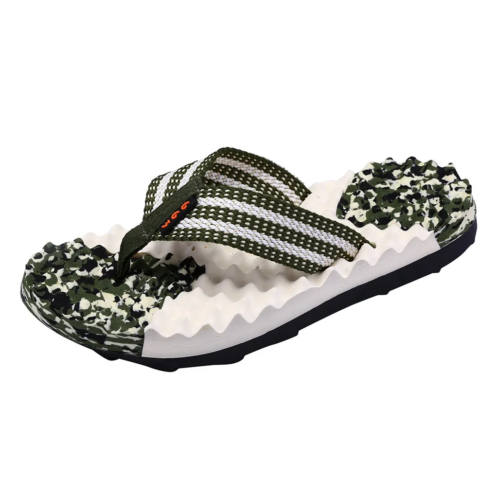 

SAGACE 2019 new casual outdoor camouflage men's fashion casual camouflage flat slippers slippers beach massage shoes