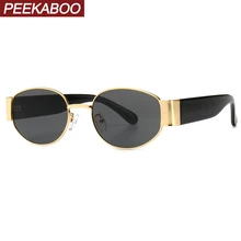 Peekaboo женские Овальные Солнцезащитные очки Мужские стимпанк золотые красные зеленые женские ретро очки металлическая оправа летние модные аксессуары