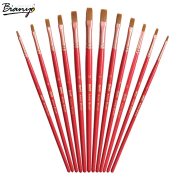 

Bianyo 12Pcs Different models Flat Nylon Hair Head Watercolor Gouache Brush Paint Brushes Modern Painting Brush Set Supplies