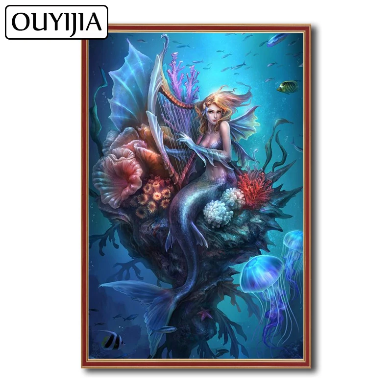 

OUYIJIA Sexy Cartoon 5D DIY Diamond Painting Mermaid Beauty Siren Animal Embroidery Decoration Gift Mosaic Rhinestone Picture