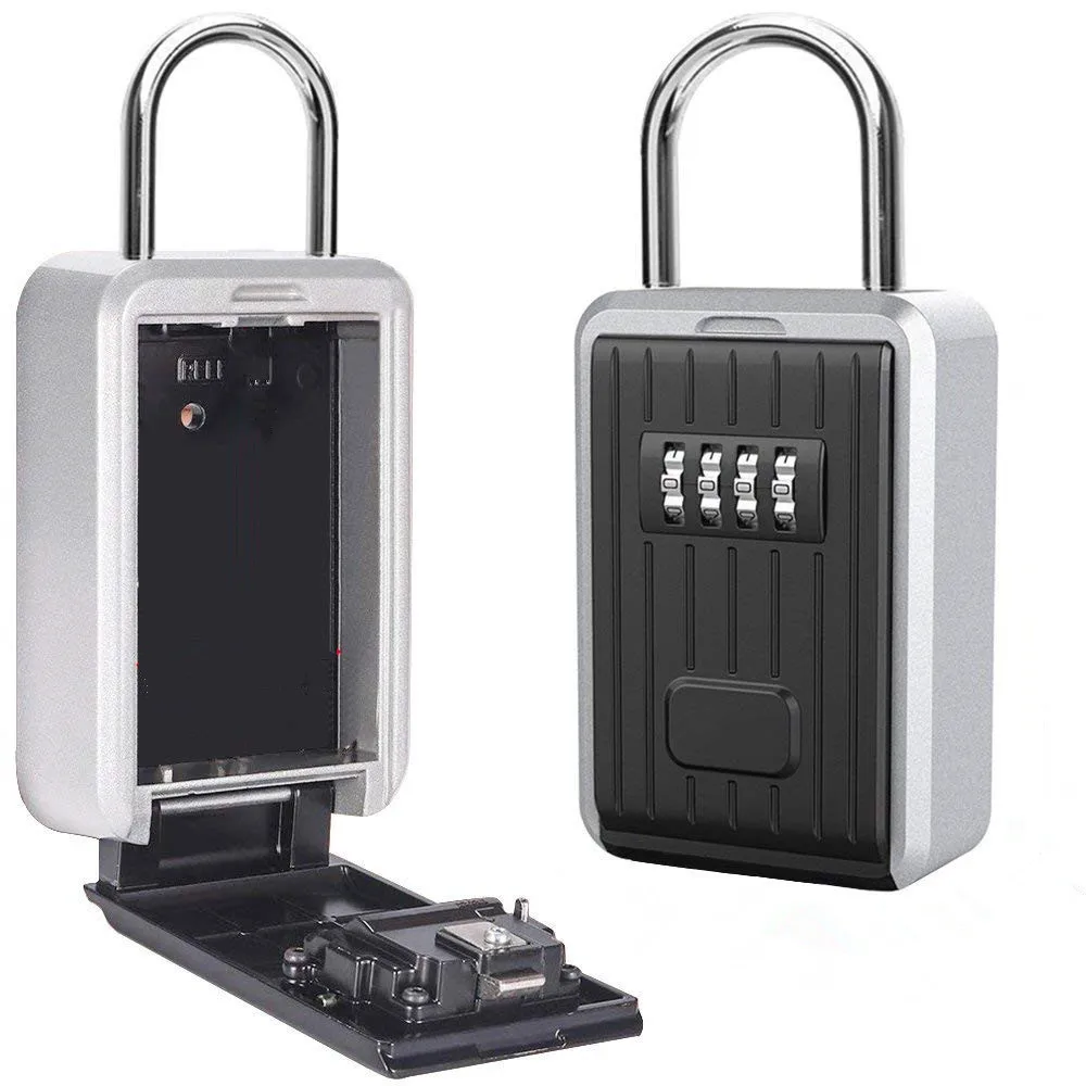 

Key Safe Box Outdoor Key Storage Box Padlock Aluminum alloy Password Combination Security Keys Hold Safes Home Factory Office