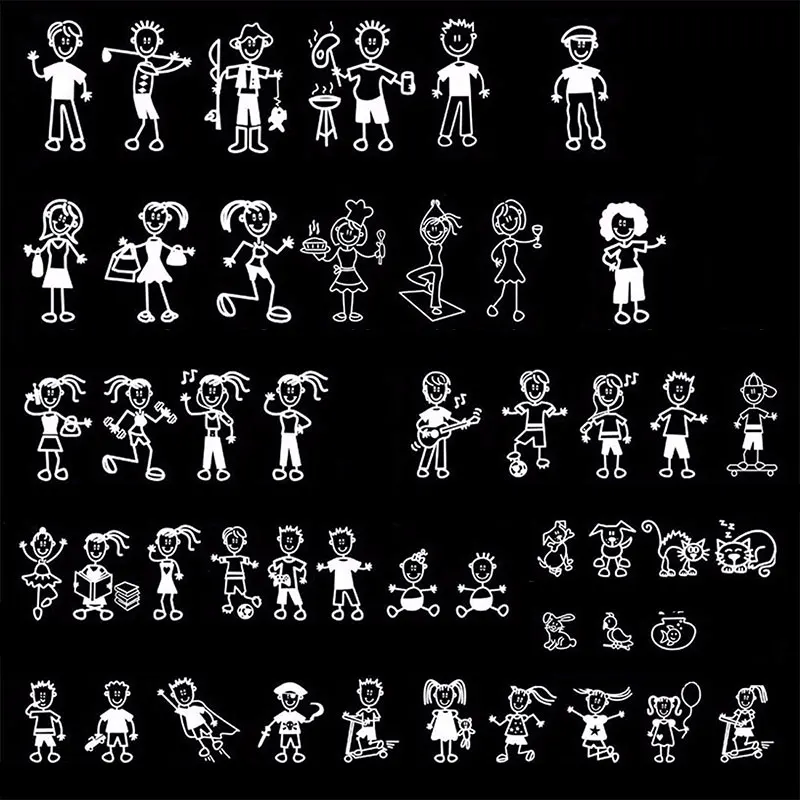 

Stick Figure My Family & Pet Dog Cat Sticker for Car Window Bumper Vinyl Decal
