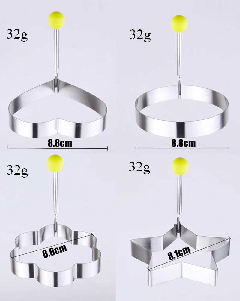 Нержавеющая сталь, милая форма жареное яйцо формы для блинов кольца пресс-форма для кухни для яиц для омлета формы для жарки Любовь цветок круглая звезда