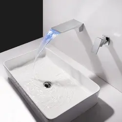 Светодиодный Ванная комната смеситель настенный ванны бассейна набор водопад кран Одной ручкой