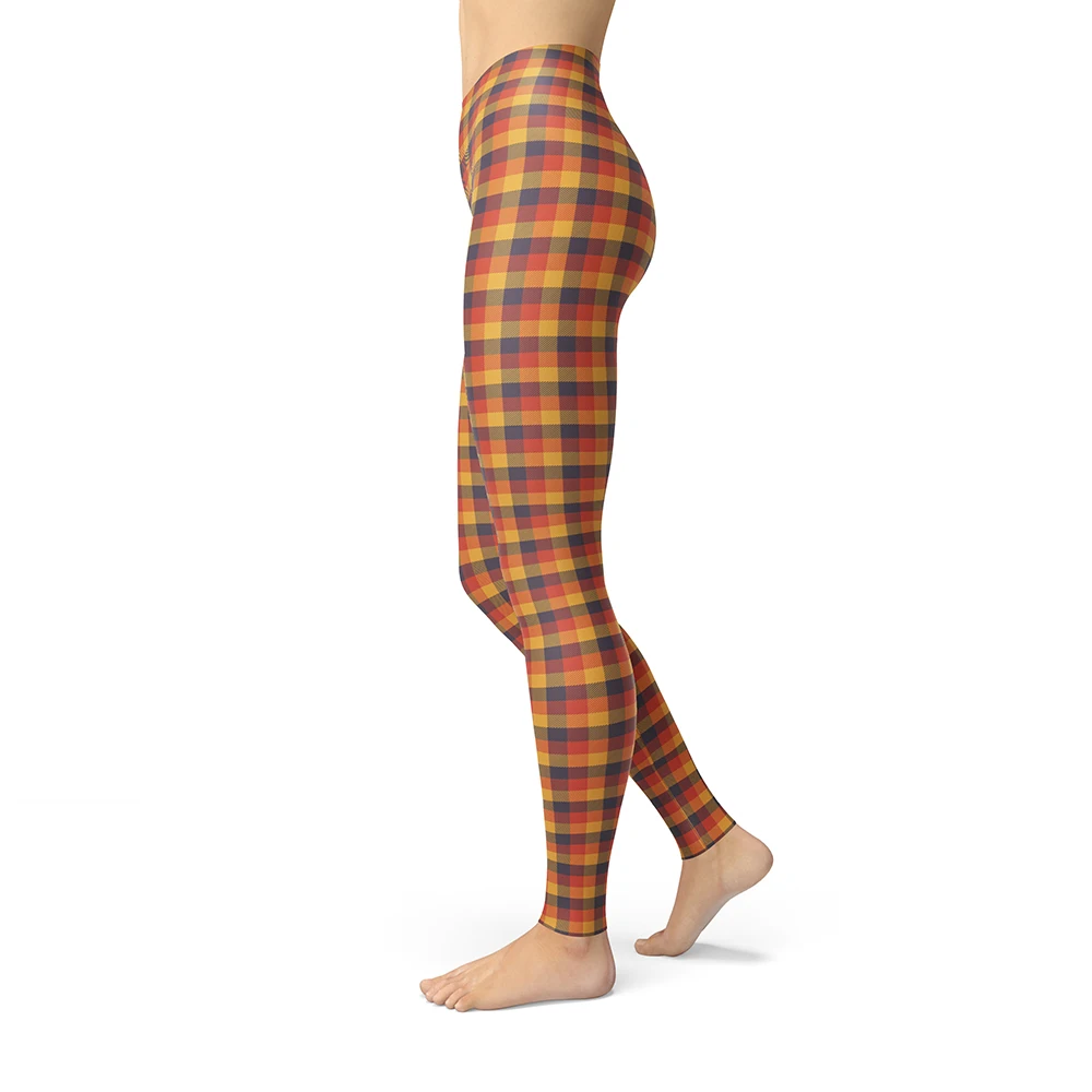 Color Plaid Pattern Printed Leggings For Women Brushed Buttery Soft Milk Girls Leggins Elasticity Breathable Fitness Slim Legins