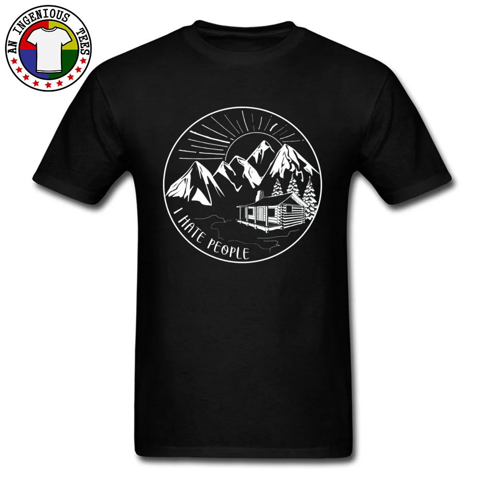 Funny T Shirts Street Short Sleeve Special Round Collar 100% Cotton Tees Casual T Shirt for Students Fall Top Quality I Hate People Funny Hiking Design -4197 black