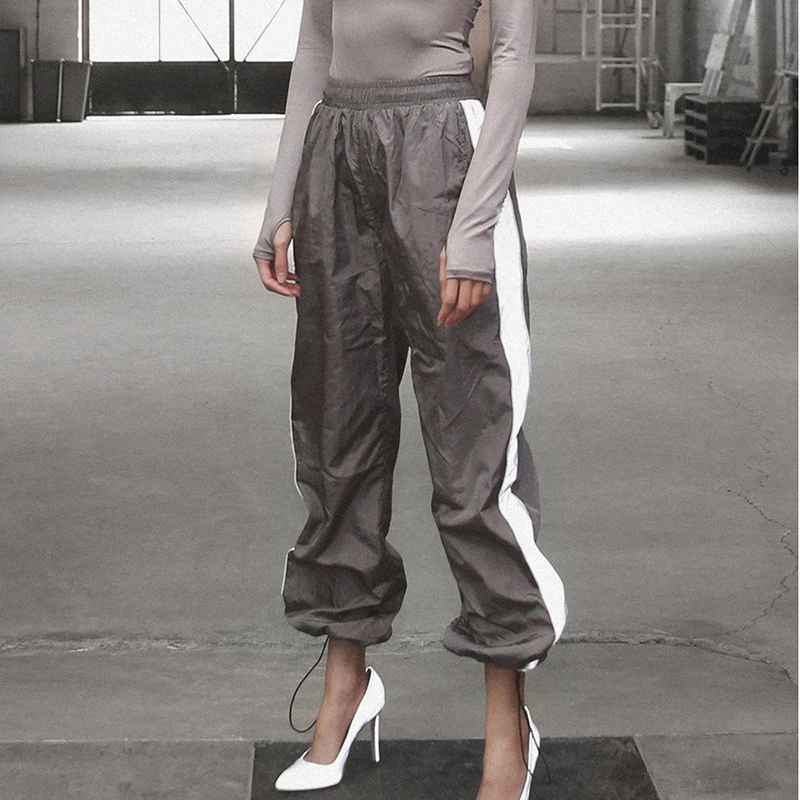 ZYFPGS 2019 Pants Hip-hop street night glow Women's Pants Hip Hop 3D reflective fabric Loose Plus Size Personality Fitness ZYFPGS 2019 Pants Hip-hop street night glow Women's Pants Hip Hop 3D reflective fabric Loose Plus Size Personality Fitness