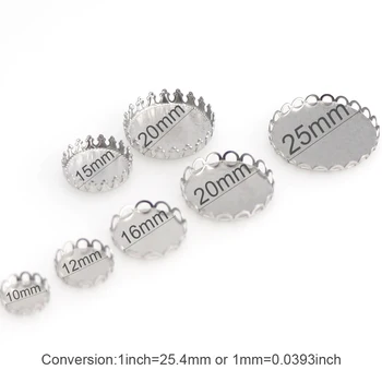 

10 Pcs Blank Stainless Steel Oval Lace Crown Bezel Setting Cabochon Bases Pendant DIY Findings for Floating Charms Making