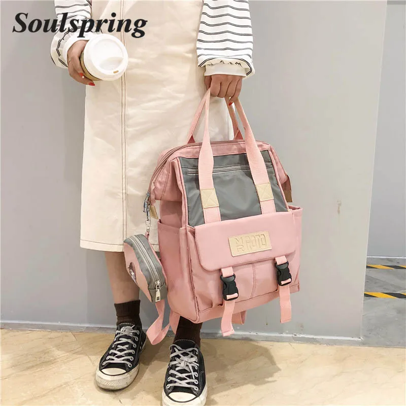 

Women Backpacks Preppy Style School Bags For Teenager Girls Large Capacity Fresh Student Bookbag Shoulder Top-handle Canvas Bags