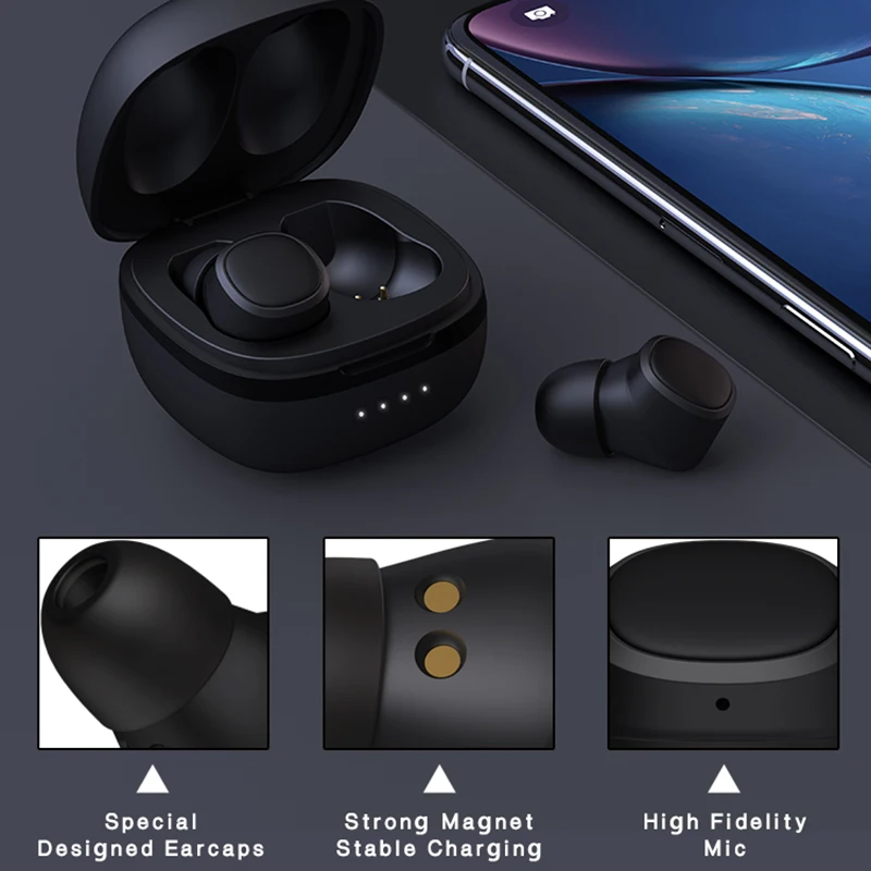 T1 TWS Bluetooth мини беспроводные наушники-вкладыши наушники HiFi глубокий бас стерео звук беспроводная IP7X Водонепроницаемая двойная гарнитура
