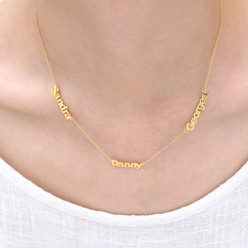 

925 Sterling Silver Gold name Custom Necklace for Women Personalized Name Family Necklace Wholesale Jewelry Mom Christmas Gifts